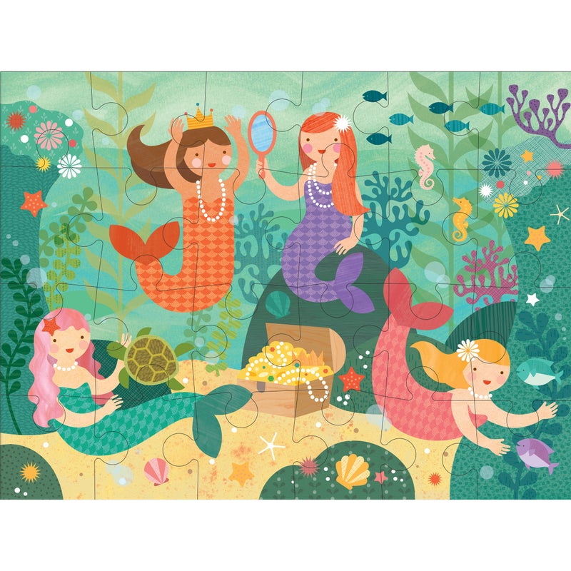 Petit Collage Floor Puzzle Mermaid Friends 24 Pieces | Large Puzzle for Kids | Completed Mermaid Puzzle Measures 18  x 24  | Makes a Great Gift Idea for Ages 3+ - Image 2
